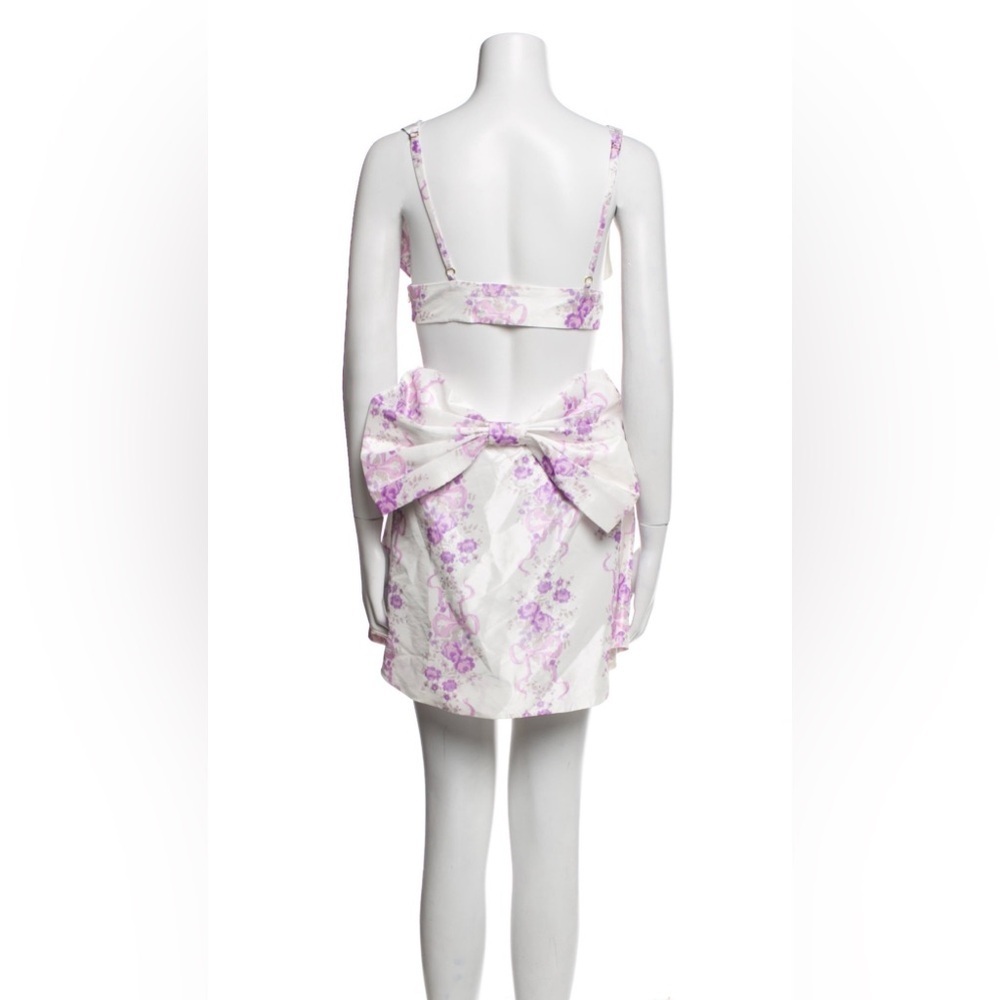 LoveShackFancy Floral Mini Dress SZ 10 White Purple Romantic A-Line Designer - Picture 5 of 12